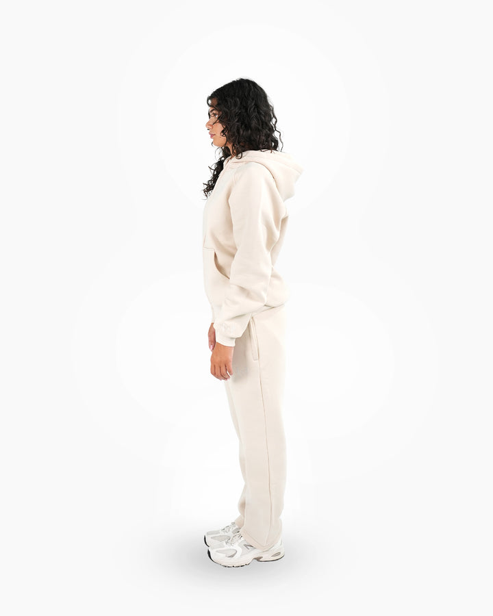 BASIC BEIGE TRACKSUIT WITH ZIP-HOODIE