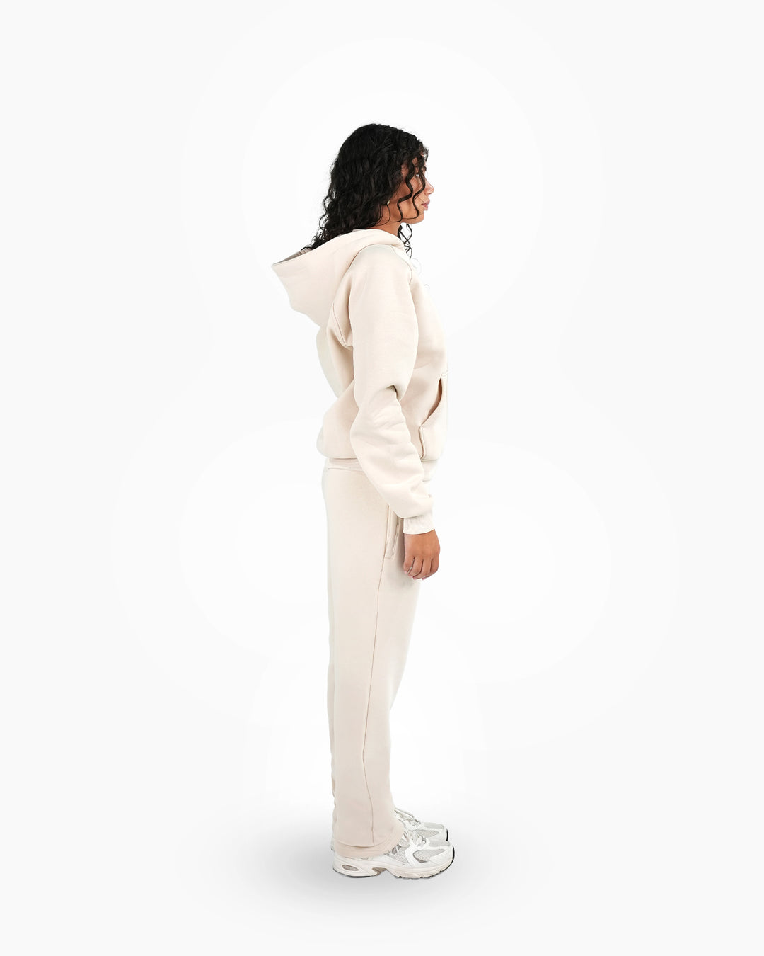 BASIC BEIGE TRACKSUIT WITH ZIP-HOODIE