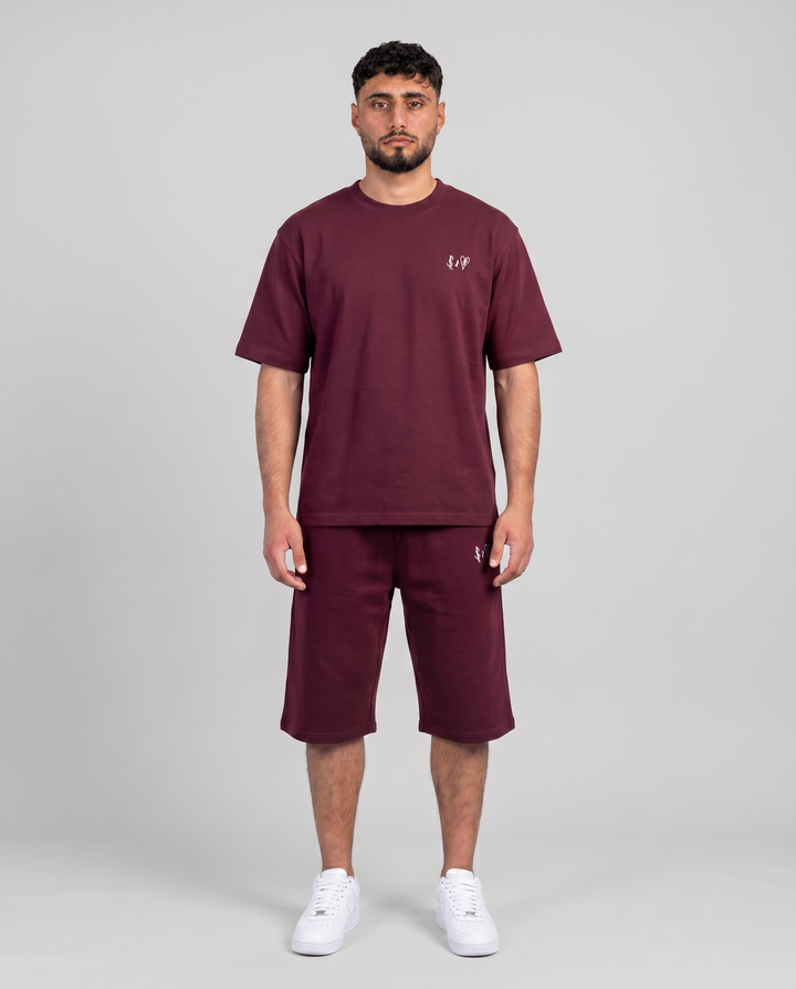 SUMMER BASICS BORDEAUX RED SHORTS