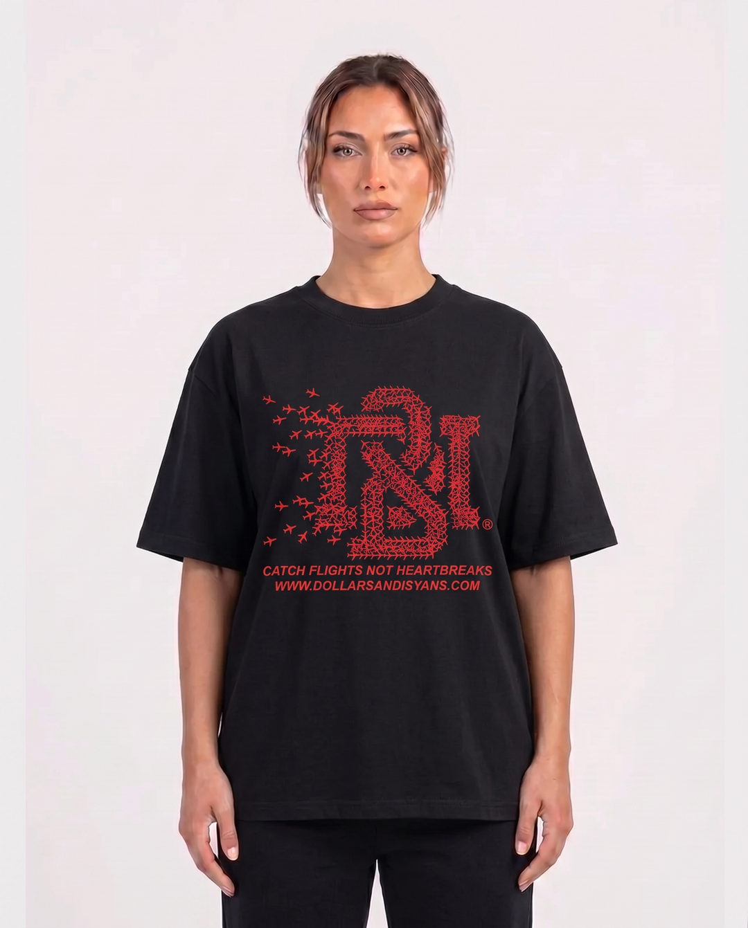 CATCH FLIGHTS BLACK T-SHIRT