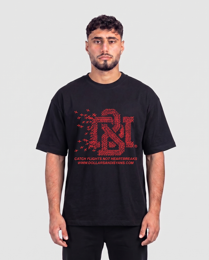 CATCH FLIGHTS BLACK T-SHIRT