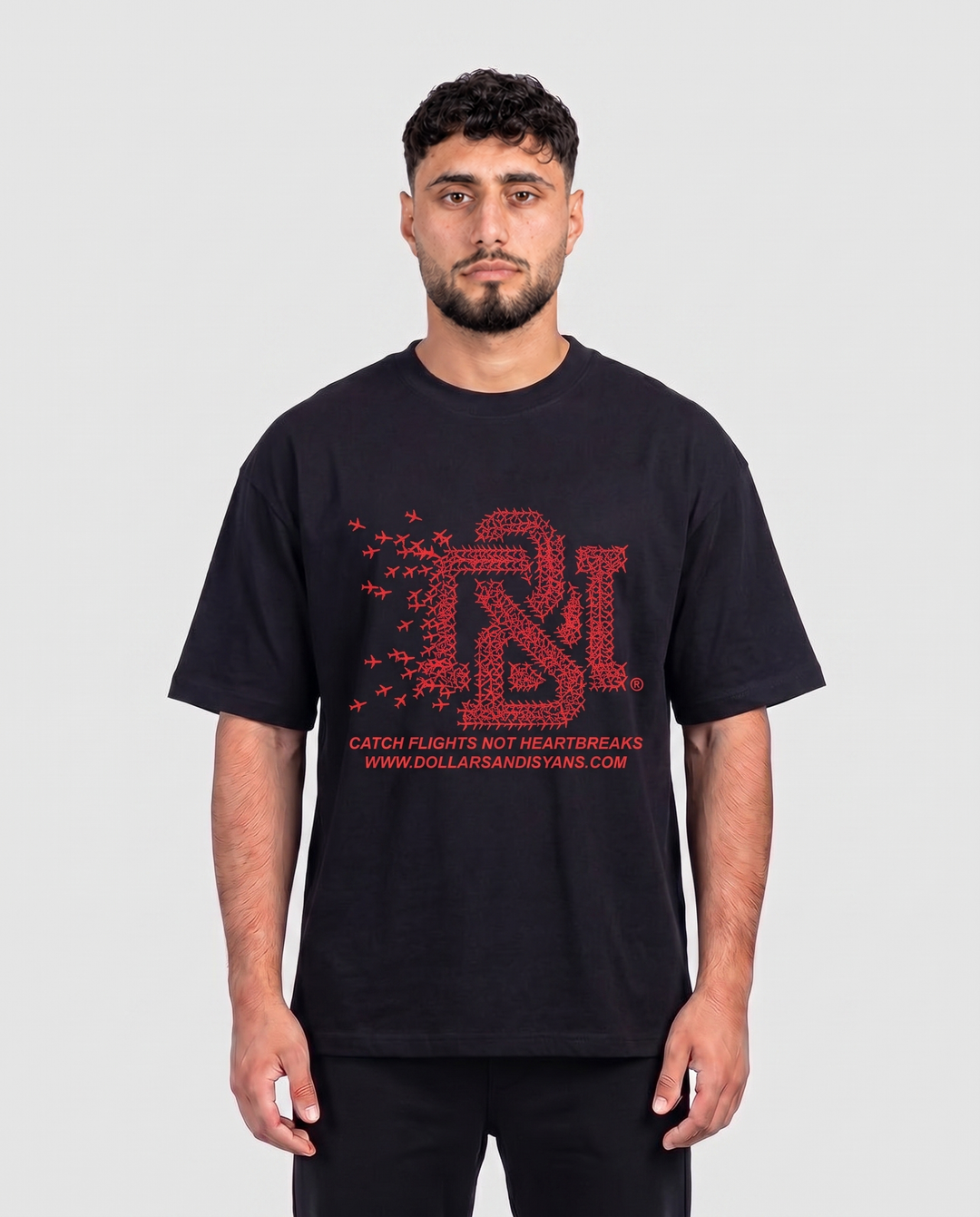 CATCH FLIGHTS BLACK T-SHIRT