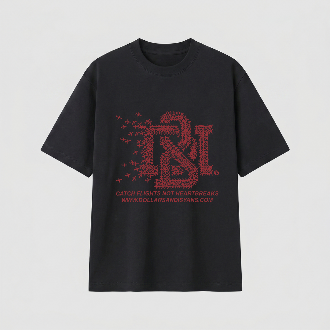 CATCH FLIGHTS BLACK T-SHIRT