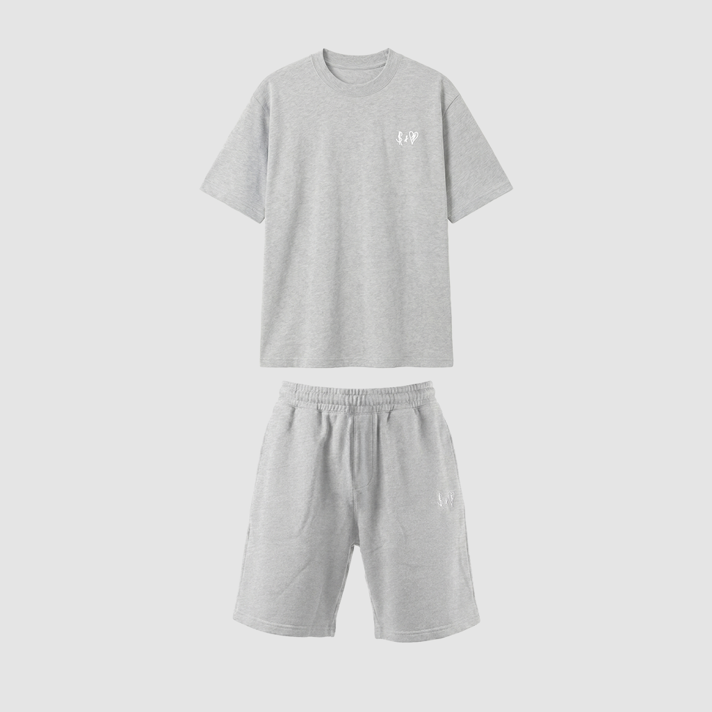 SUMMER BASICS LIGHT GREY TRACKSUITS