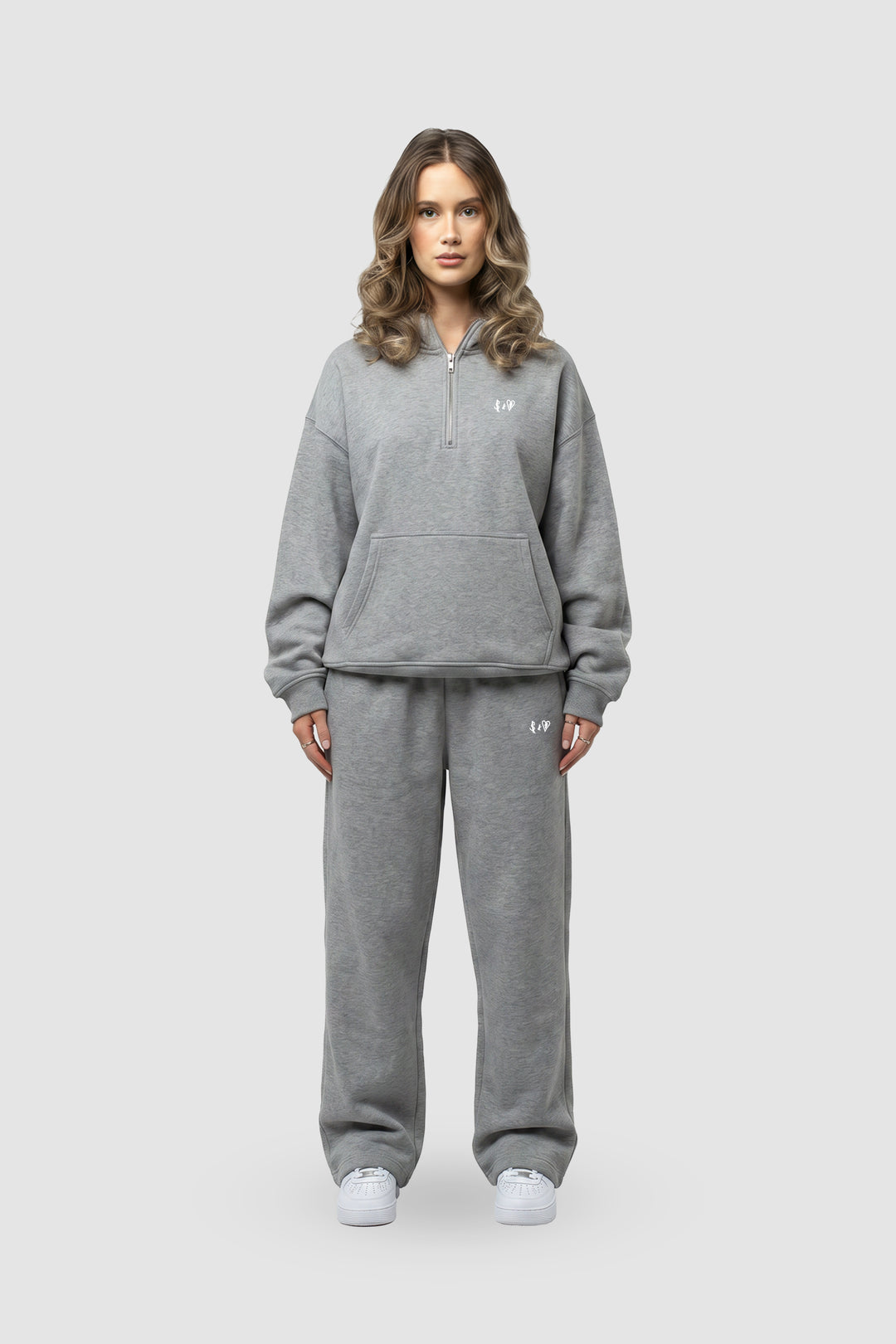 BASIC DARK GREY 1/4 ZIP-HOODIE