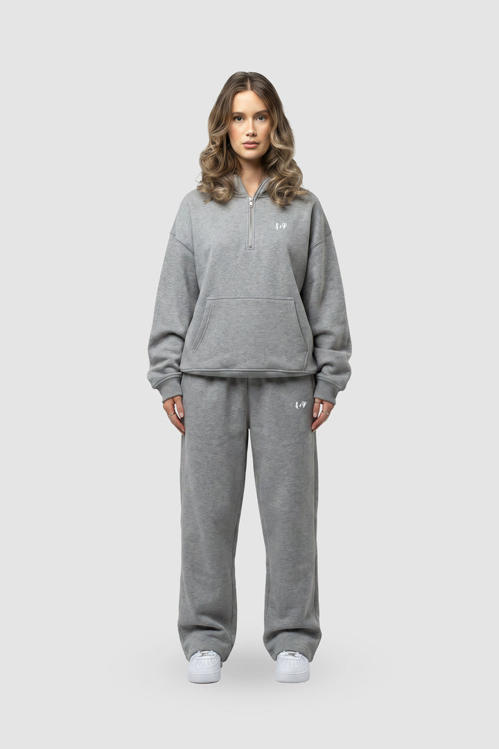 BASIC DARK GREY 1/4 ZIP-HOODIE