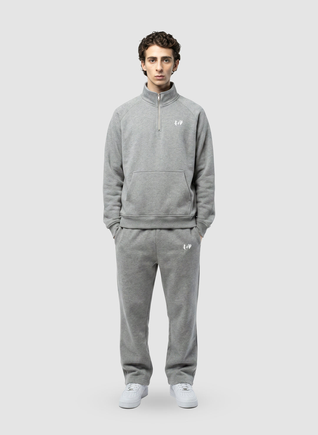 BASIC DARK GREY 1/4 ZIP-HOODIE