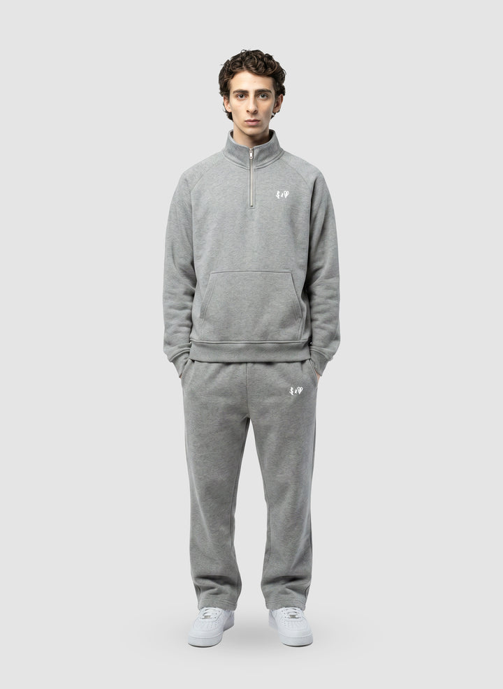BASIC DARK GREY 1/4 ZIP-HOODIE