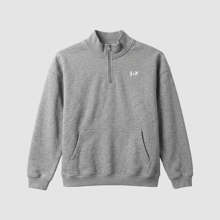 BASIC DARK GREY 1/4 ZIP-HOODIE