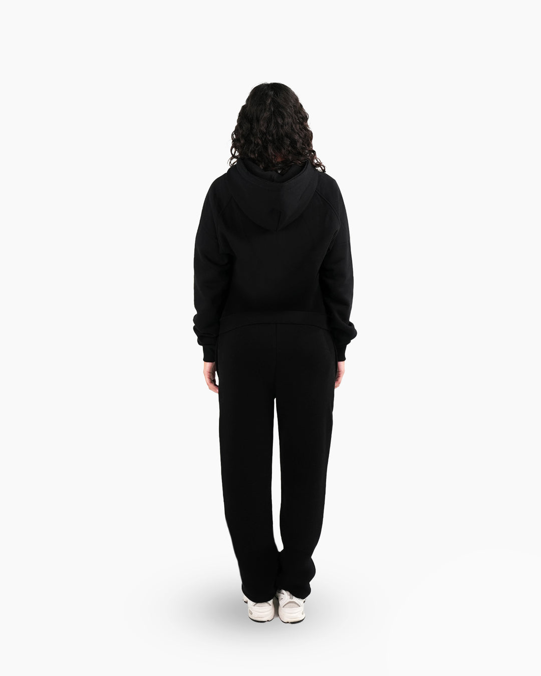 BASIC BLACK TRACKSUIT WITH ZIP-HOODIE