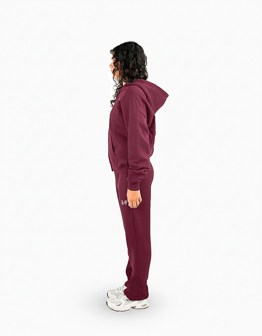 BASIC BORDEAUX TRACKSUIT WITH HOODIE