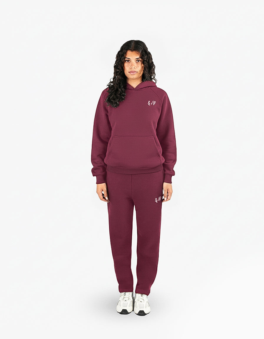 BASIC BORDEAUX TRACKSUIT WITH HOODIE