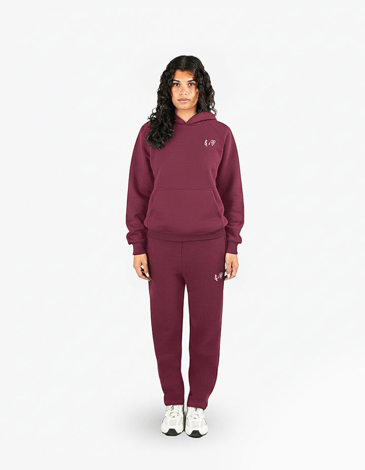 BASIC BORDEAUX TRACKSUIT WITH HOODIE