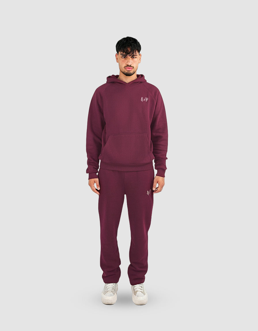 BASIC BORDEAUX TRACKSUIT WITH HOODIE