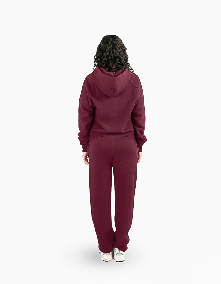 BASIC BORDEAUX TRACKSUIT WITH ZIP-HOODIE