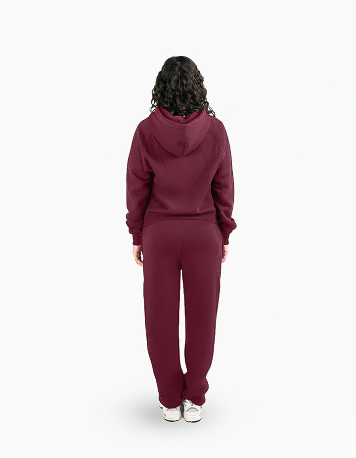 BASIC BORDEAUX TRACKSUIT WITH ZIP-HOODIE