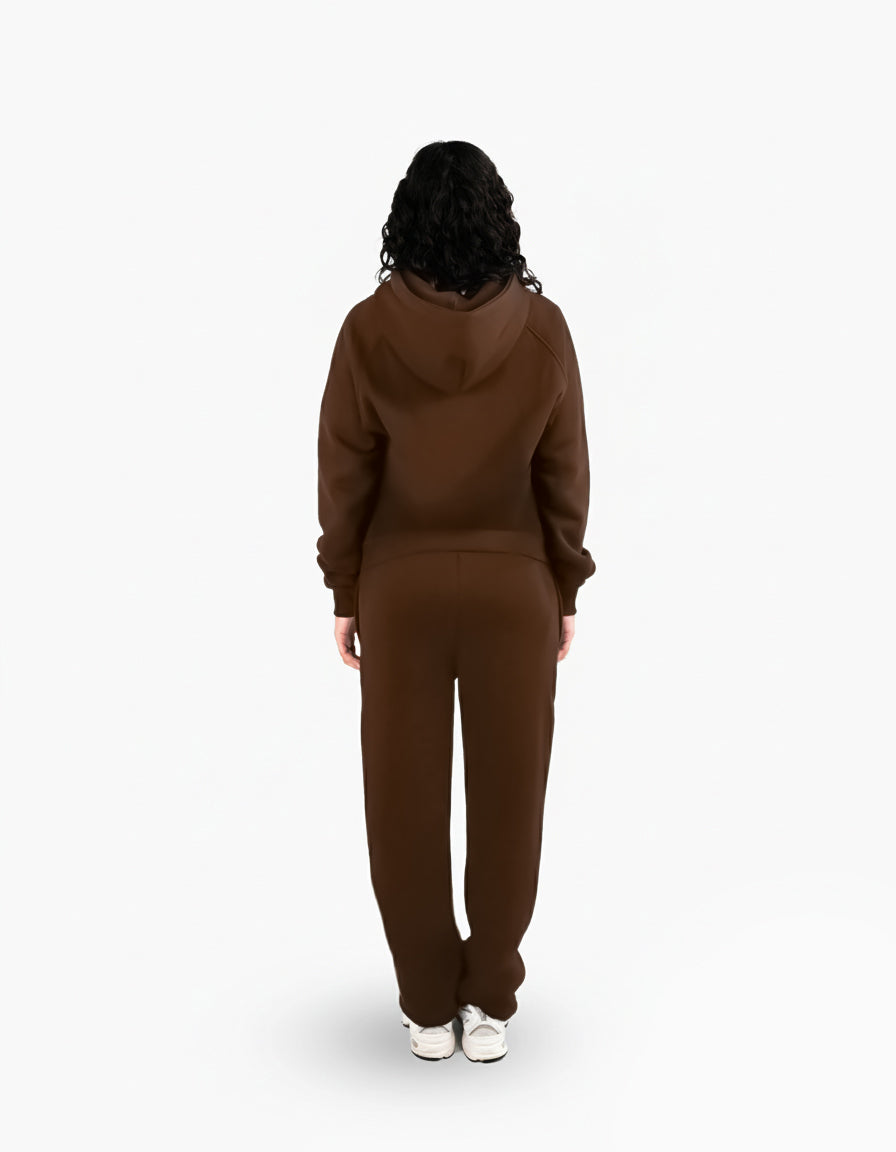 BASIC CHOCOLATE TRACKSUIT WITH HOODIE