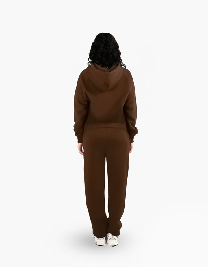 BASIC CHOCOLATE TRACKSUIT WITH HOODIE