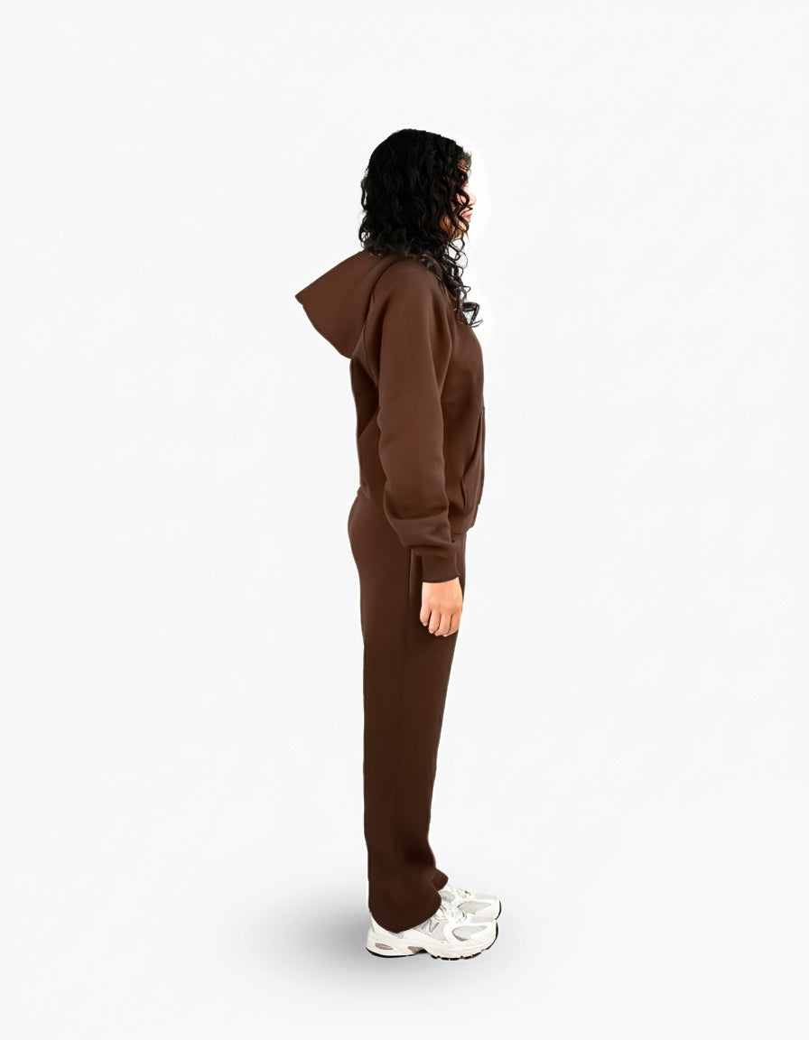 BASIC CHOCOLATE TRACKSUIT WITH HOODIE