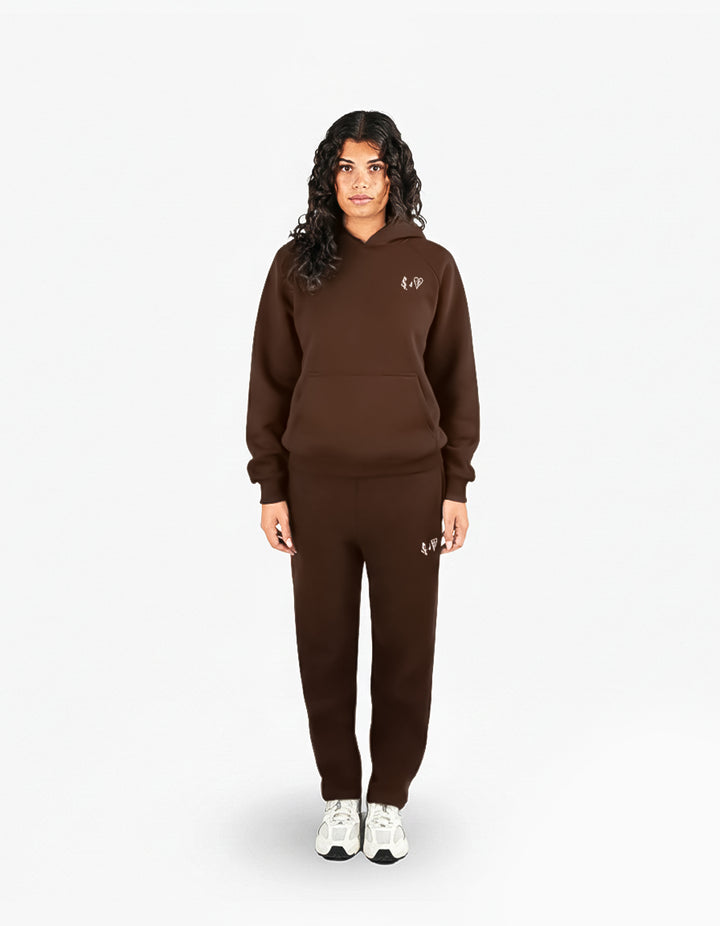BASIC CHOCOLATE TRACKSUIT WITH HOODIE