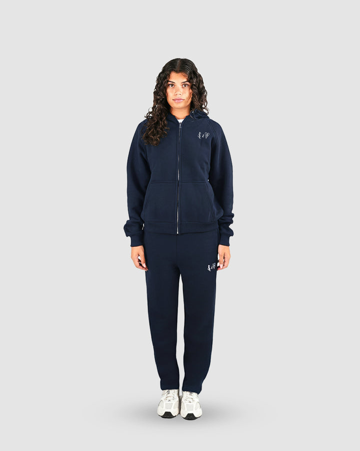 BASIC NAVY BLUE TRACKSUIT WITH ZIP-HOODIE