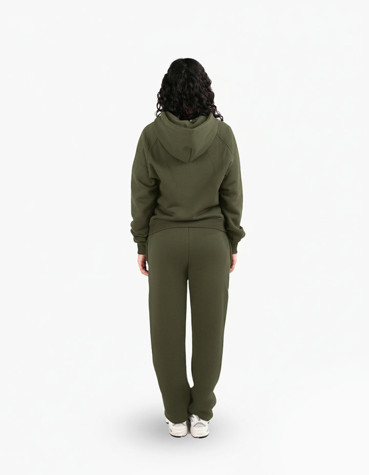 BASIC OLIVE GREEN TRACKSUIT WITH HOODIE