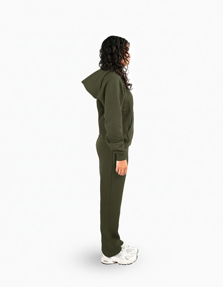 BASIC OLIVE GREEN TRACKSUIT WITH HOODIE