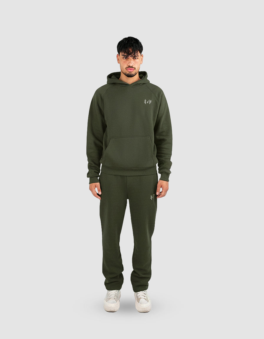 BASIC OLIVE GREEN TRACKSUIT WITH HOODIE