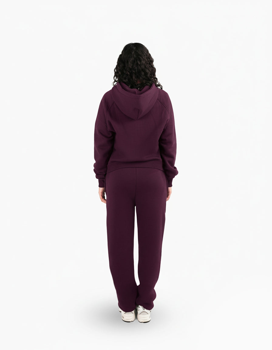 BASIC PLUM TRACKSUIT WITH HOODIE