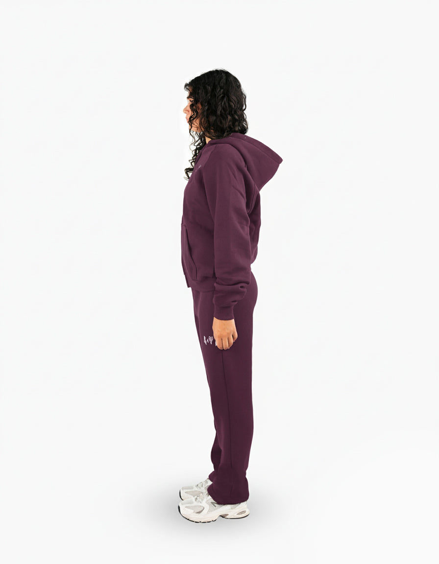 BASIC PLUM TRACKSUIT WITH HOODIE