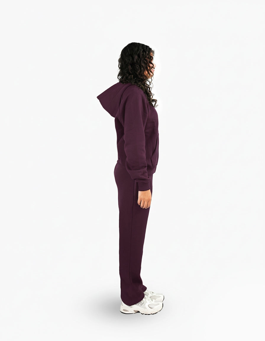 BASIC PLUM TRACKSUIT WITH HOODIE