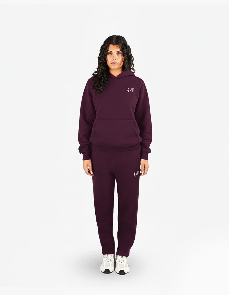 BASIC PLUM TRACKSUIT WITH HOODIE
