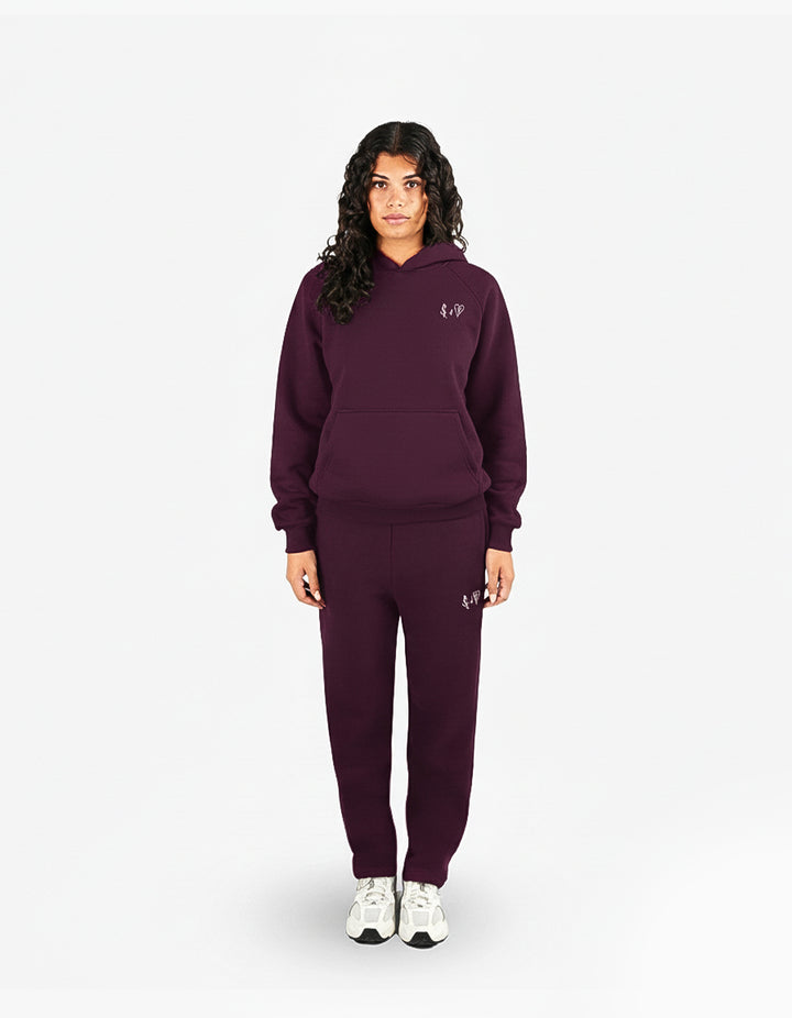 BASIC PLUM TRACKSUIT WITH HOODIE