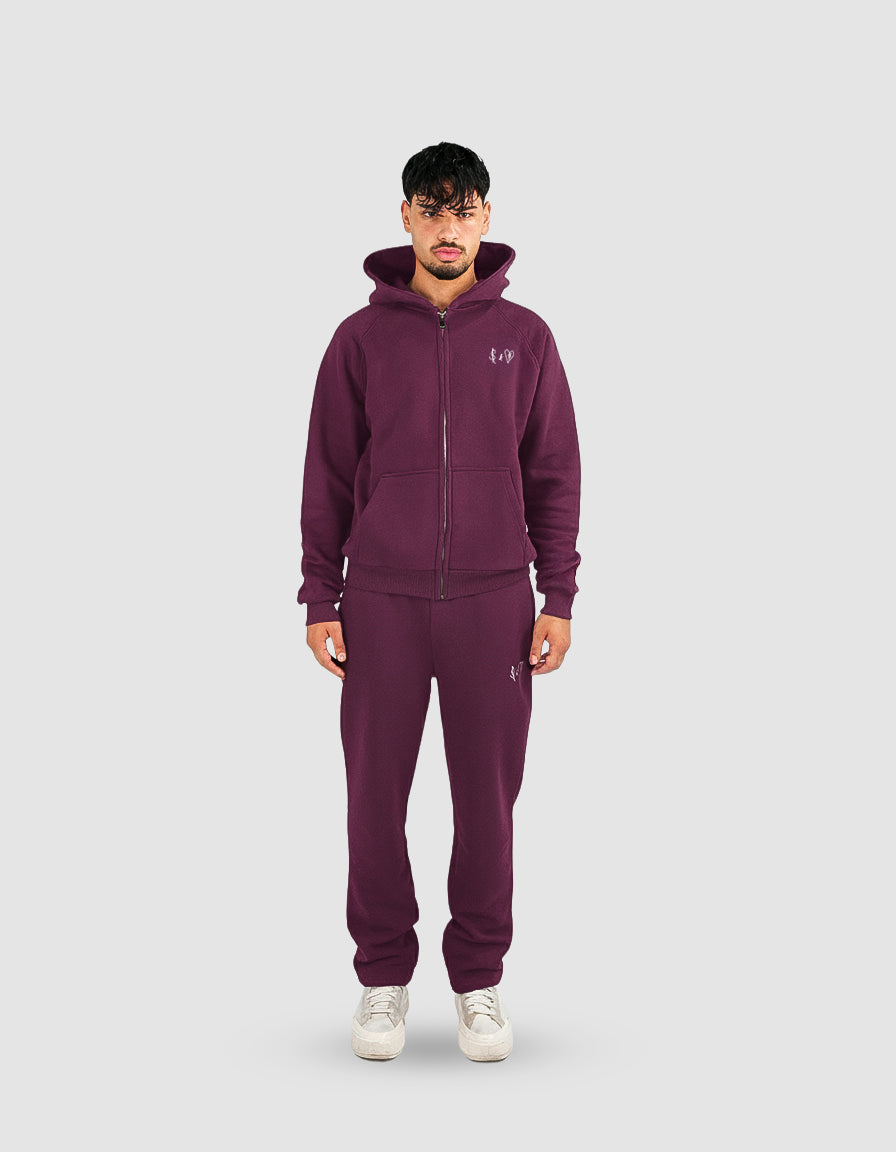 BASIC PLUM TRACKSUIT WITH ZIP-HOODIE
