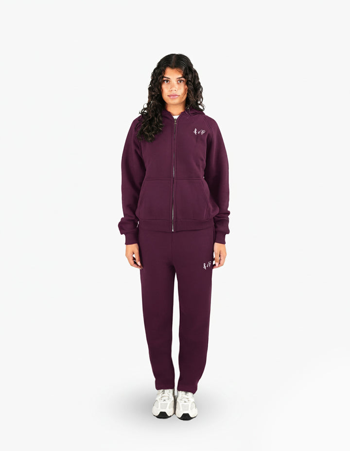 BASIC PLUM TRACKSUIT WITH ZIP-HOODIE
