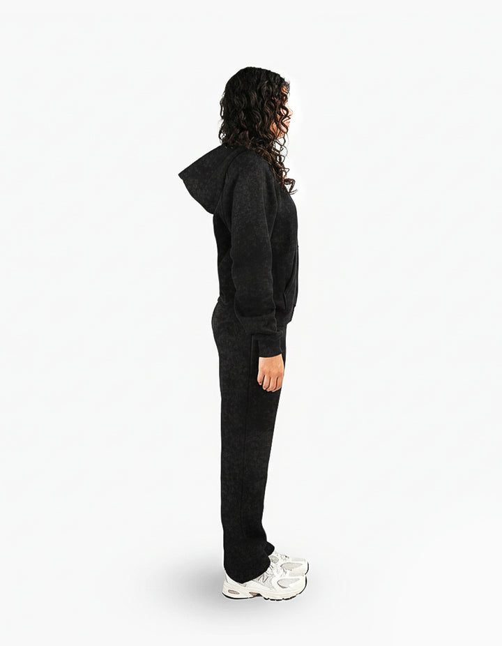 BASIC WASHED BLACK TRACKSUIT WITH HOODIE
