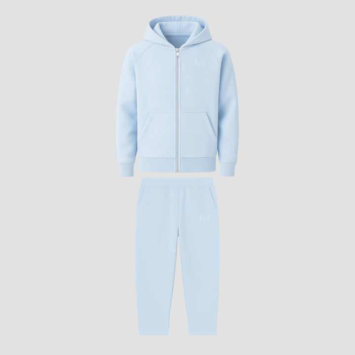 BASIC BABY BLUE TRACKSUIT WITH ZIP-HOODIE