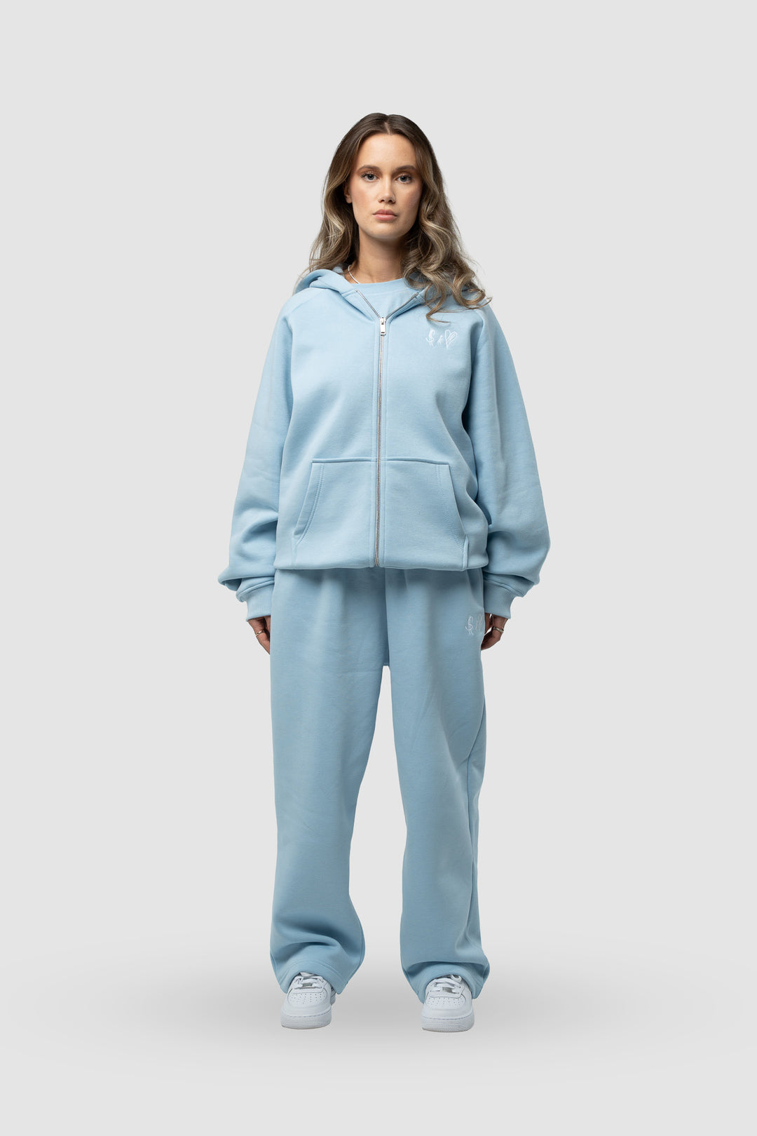 BASIC BABY BLUE TRACKSUIT WITH ZIP-HOODIE
