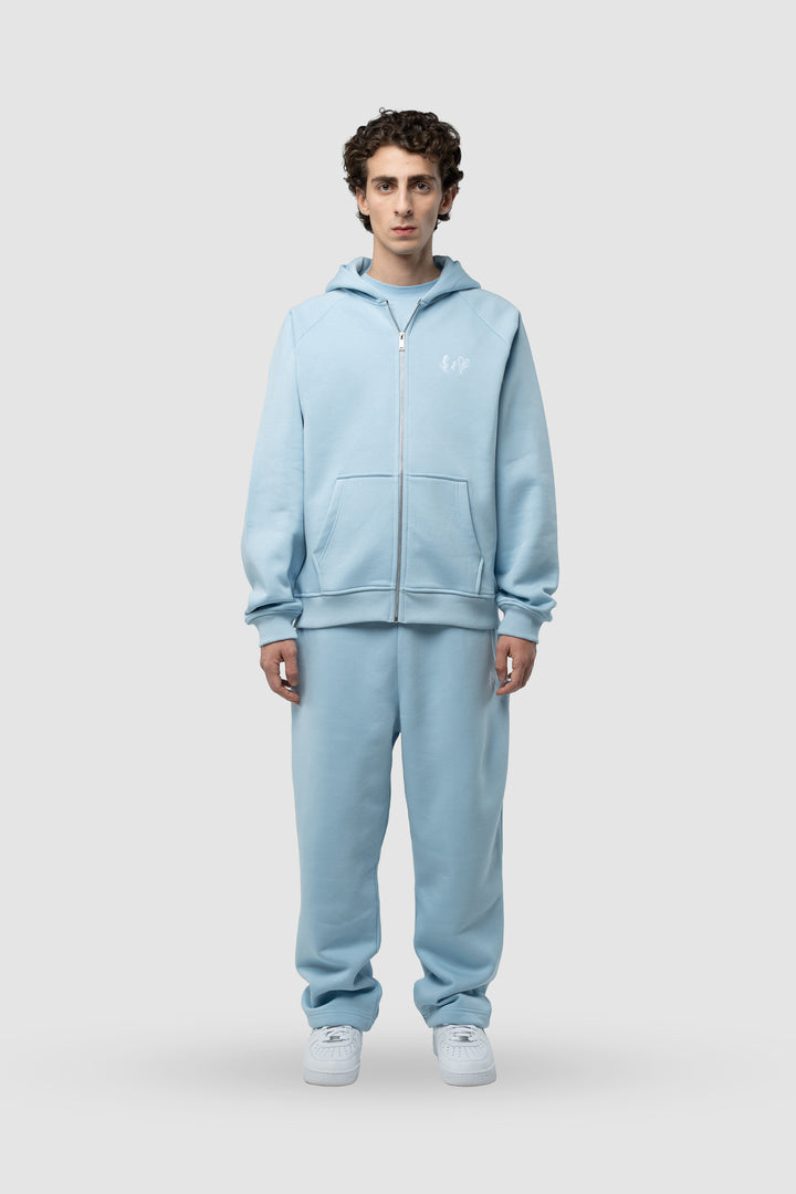 BASIC BABY BLUE ZIP-HOODIE