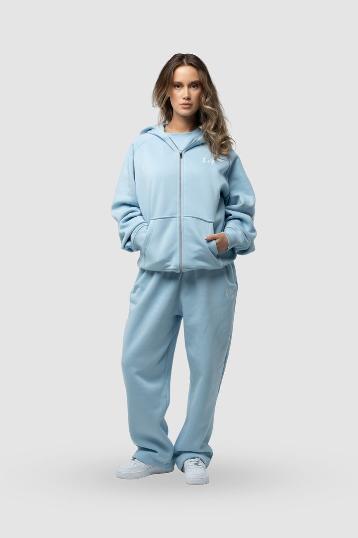 BASIC BABY BLUE TRACKSUIT WITH ZIP-HOODIE