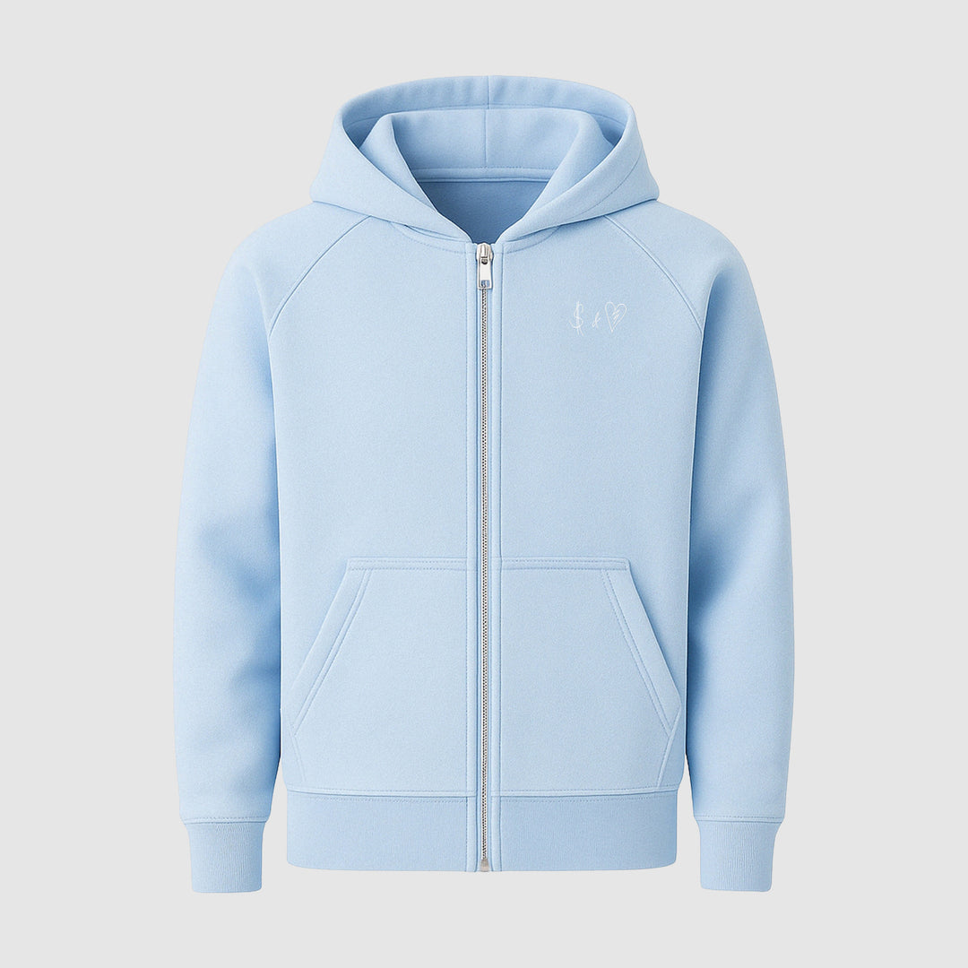 BASIC BABY BLUE ZIP-HOODIE