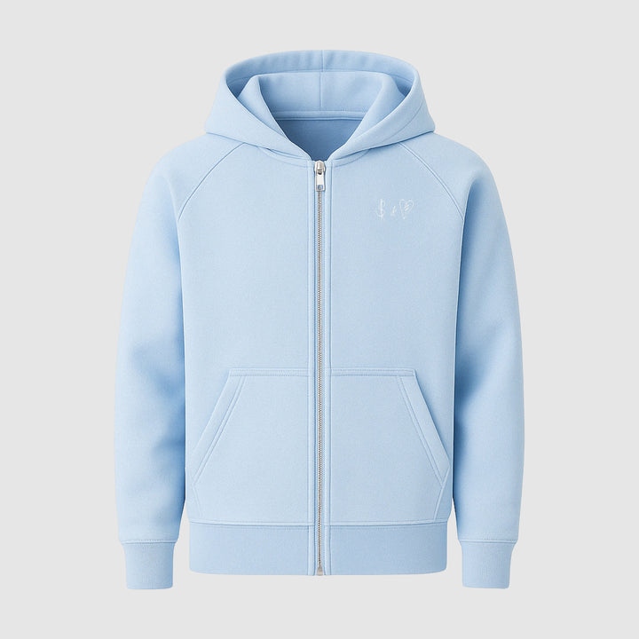 BASIC BABY BLUE ZIP-HOODIE