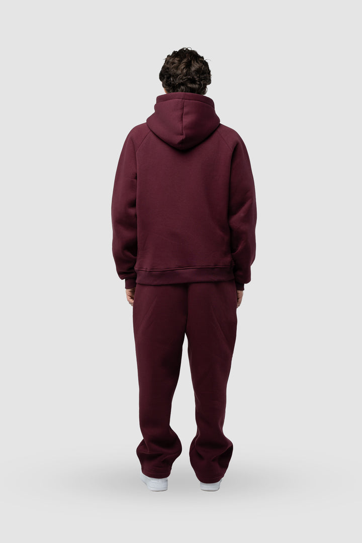 BASIC BORDEAUX RED TRACKSUIT WITH HOODIE