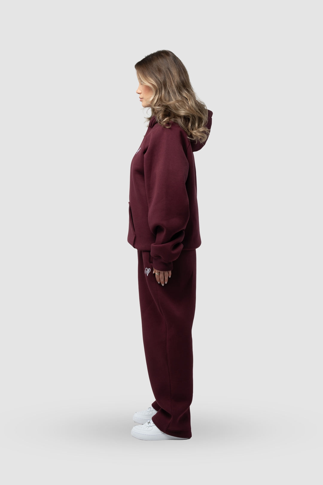 BASIC BORDEAUX RED TRACKSUIT WITH HOODIE