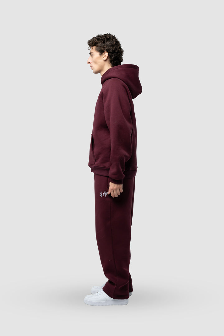 BASIC BORDEAUX RED TRACKSUIT WITH HOODIE