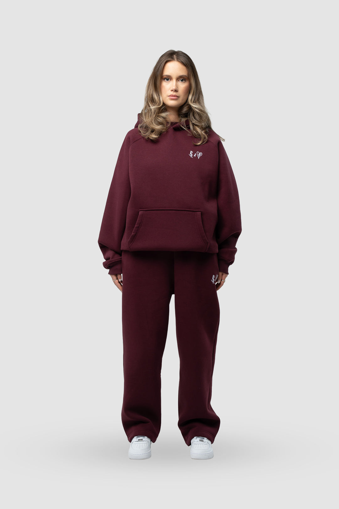 BASIC BORDEAUX RED TRACKSUIT WITH HOODIE