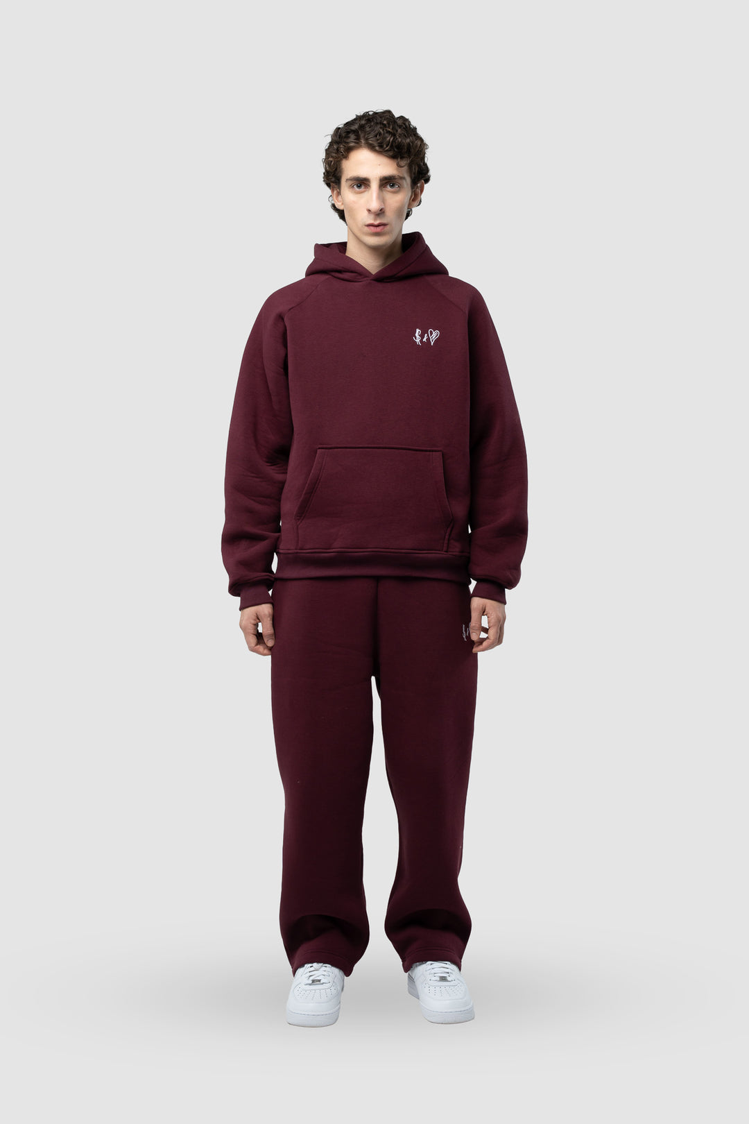 BASIC BORDEAUX RED TRACKSUIT WITH HOODIE