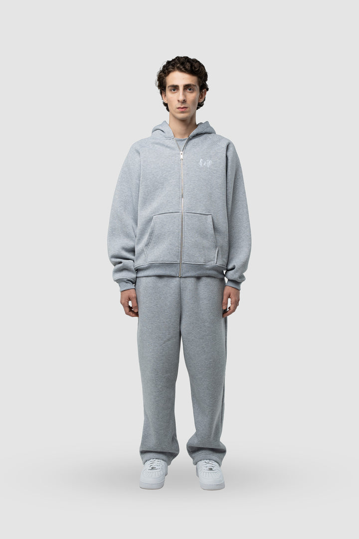 BASIC DARK GREY TRACKSUIT WITH ZIP-HOODIE