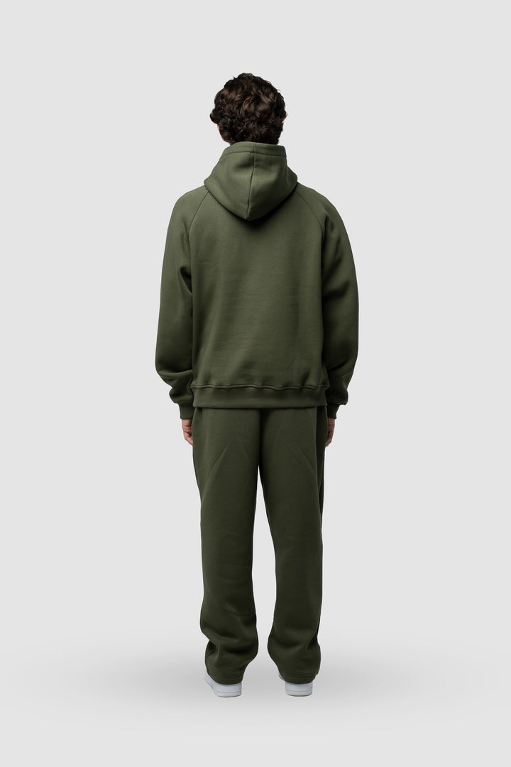 BASIC OLIVE GREEN ZIP-HOODIE