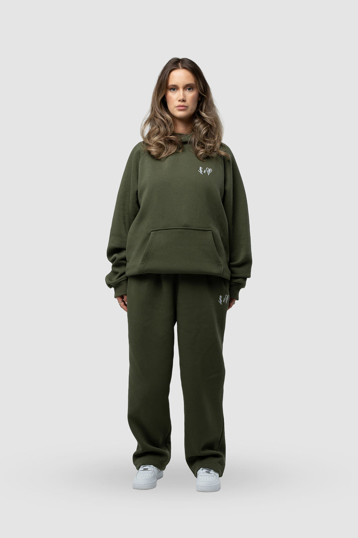 BASIC OLIVE GREEN TRACKSUIT WITH HOODIE